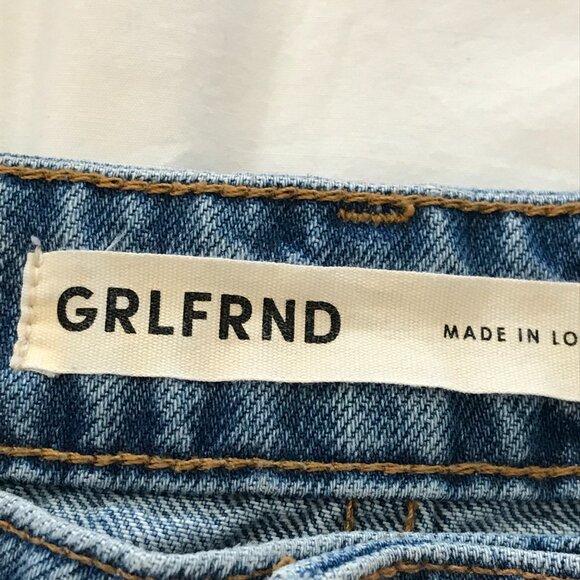 Grlfrnd The Karolina Straight Crop Jeans Women 31 Blue High Rise Distressed - Picture 3 of 15